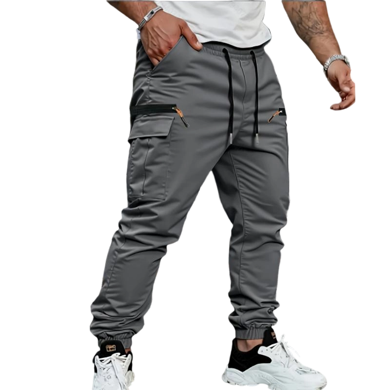 Men's work pants with tapered ankles and rolled hems - durable non-stretch casual outdoor pants