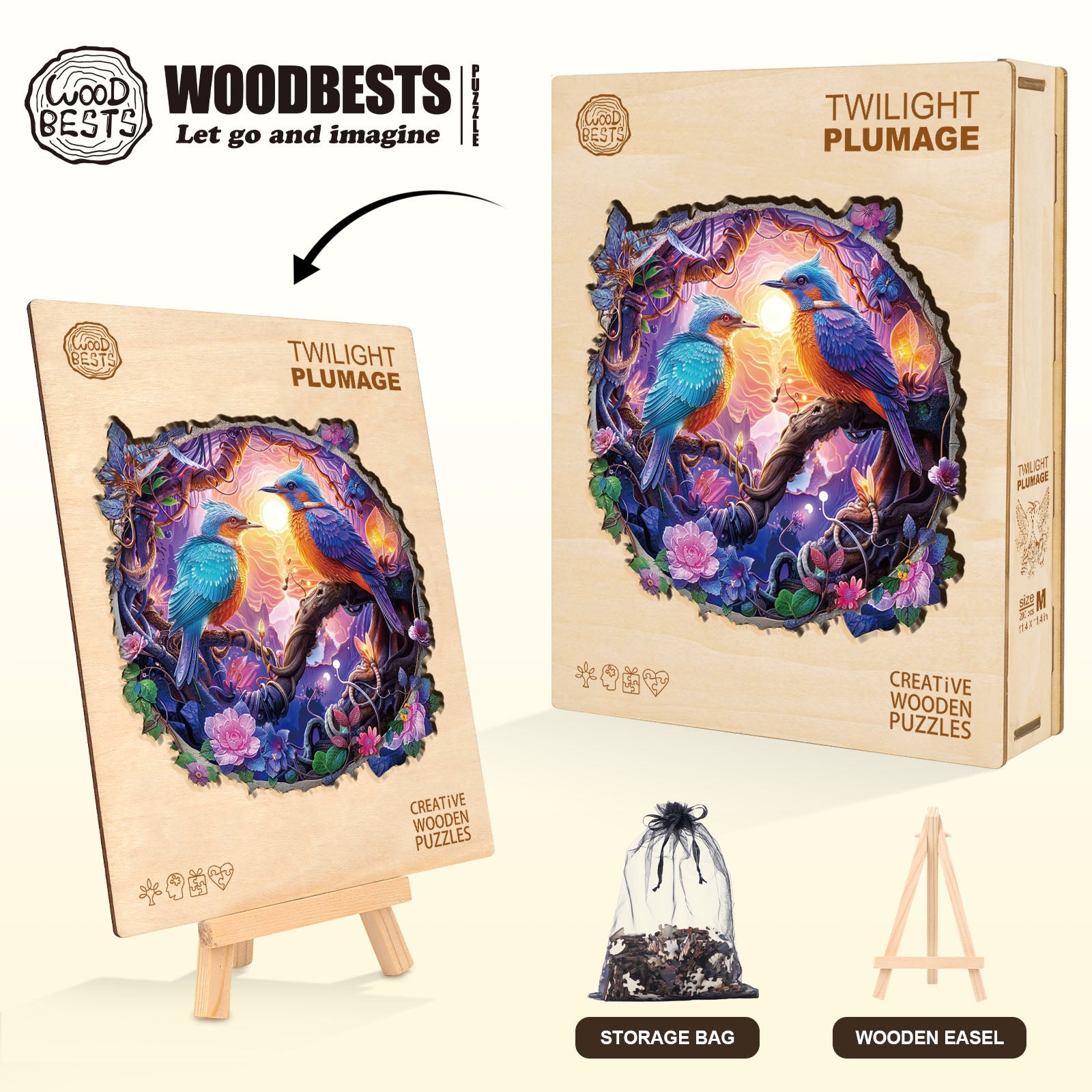 Twilight Plumage Wooden Jigsaw Puzzle