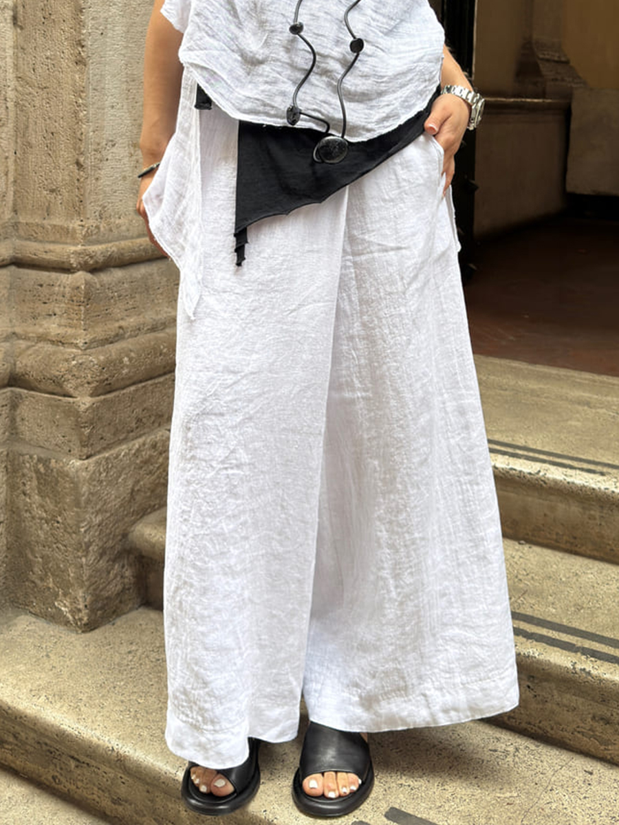 Women's Cotton And Linen Casual Wide Leg Pants