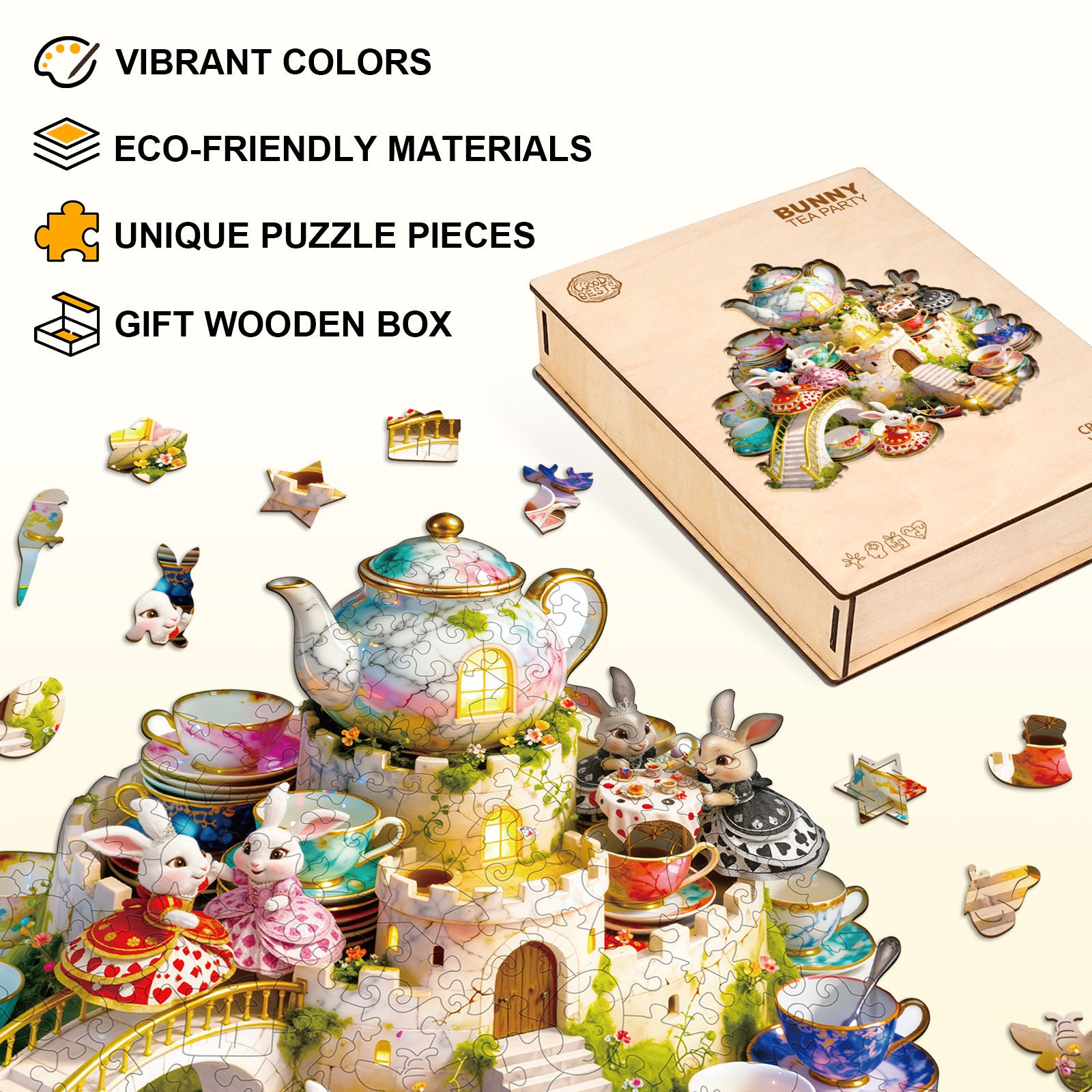 Bunny Tea Party Wooden Jigsaw Puzzle