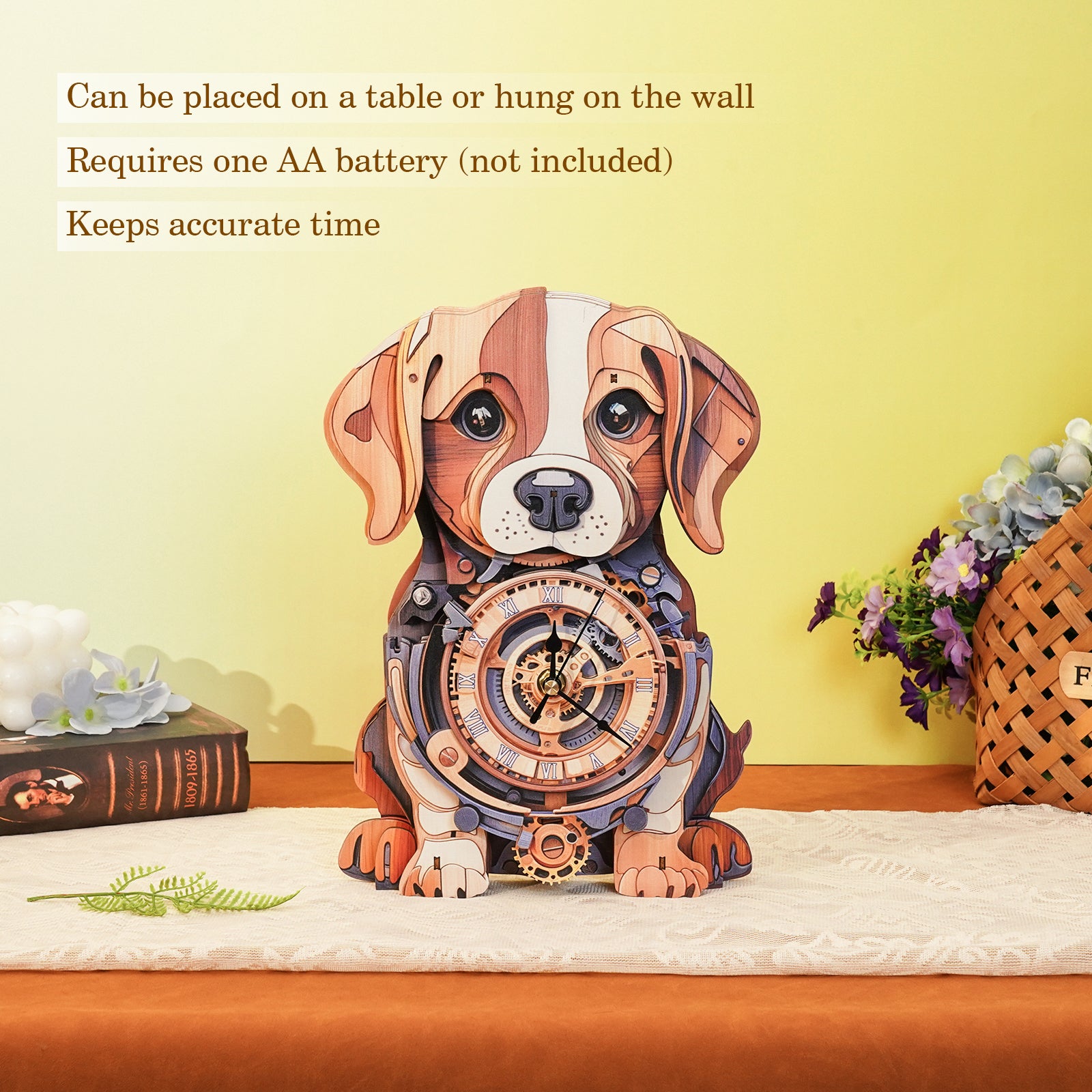 Cute Beagle – DIY Wooden Clock , 3D Puzzle Craft Kit