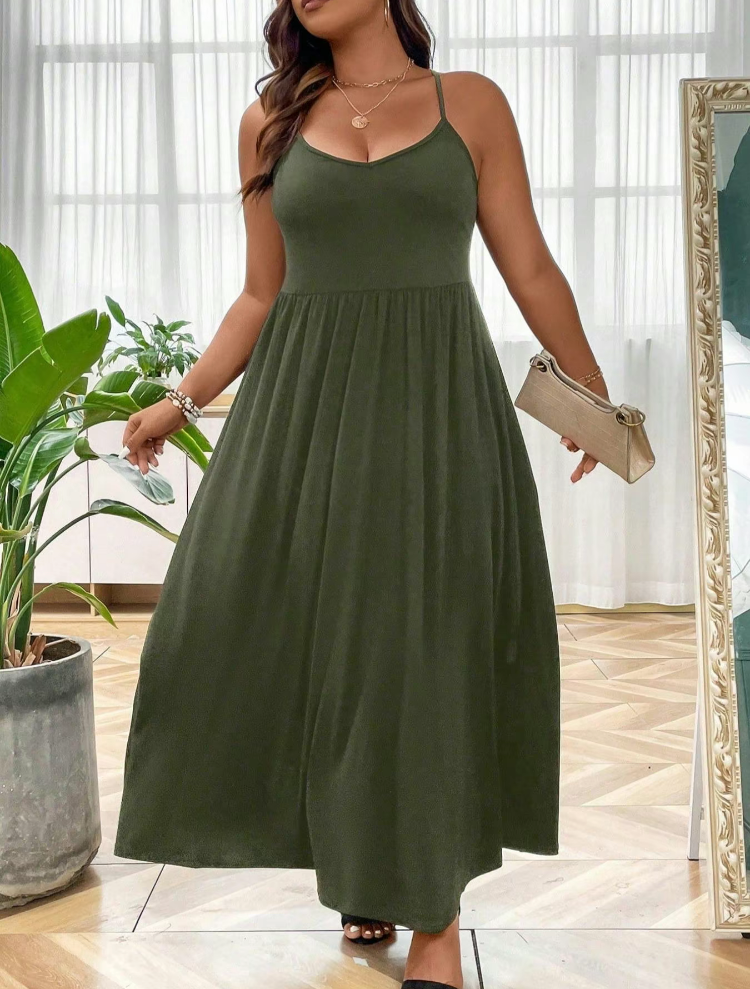 Plus Size Backless Cami Dress - Women's Sleeveless Summer Dress