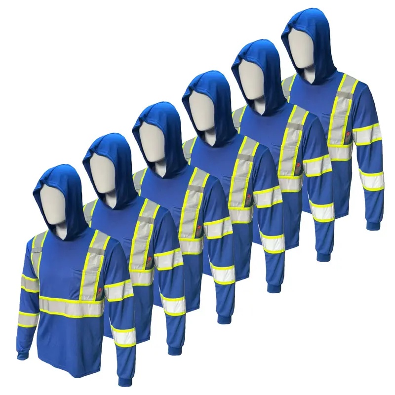 12/6 PACK SHIRT High Visibility Long Sleeve Safety Shirt with hoodie