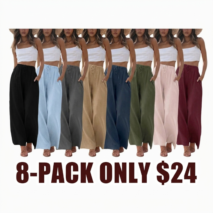 🔥🔥 Limited-Time Clearance!🛍️Palazzo Pants for Women - Beach to Street Wide Leg + Pockets