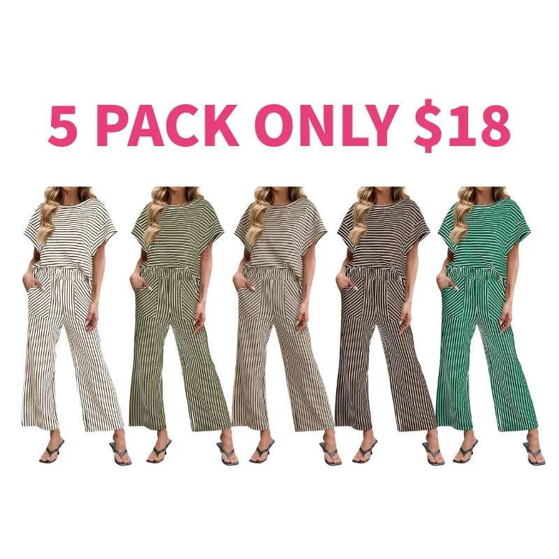 Women's Striped 2 Piece Lounge Set