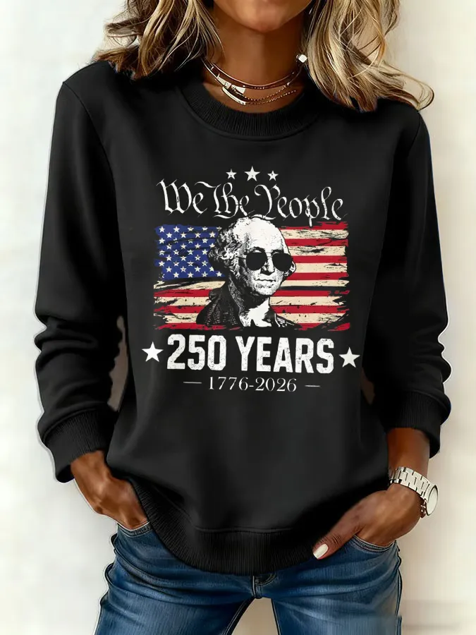 Ladies' Leisure 250th Anniversary National Day Celebration Round Neck Hoodie