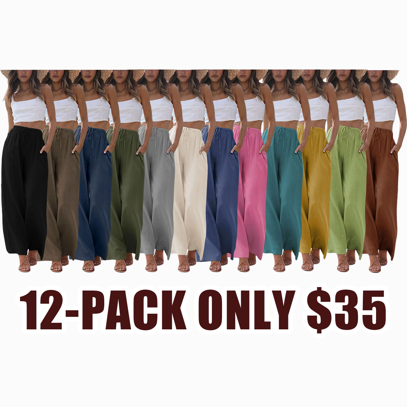 2026 Palazzo Pants for Women - Beach to Street Wide Leg + Pockets | Lightweight Summer Trousers Maxi Style Womenswear Chic Comfy Basic Minimalist Bottom