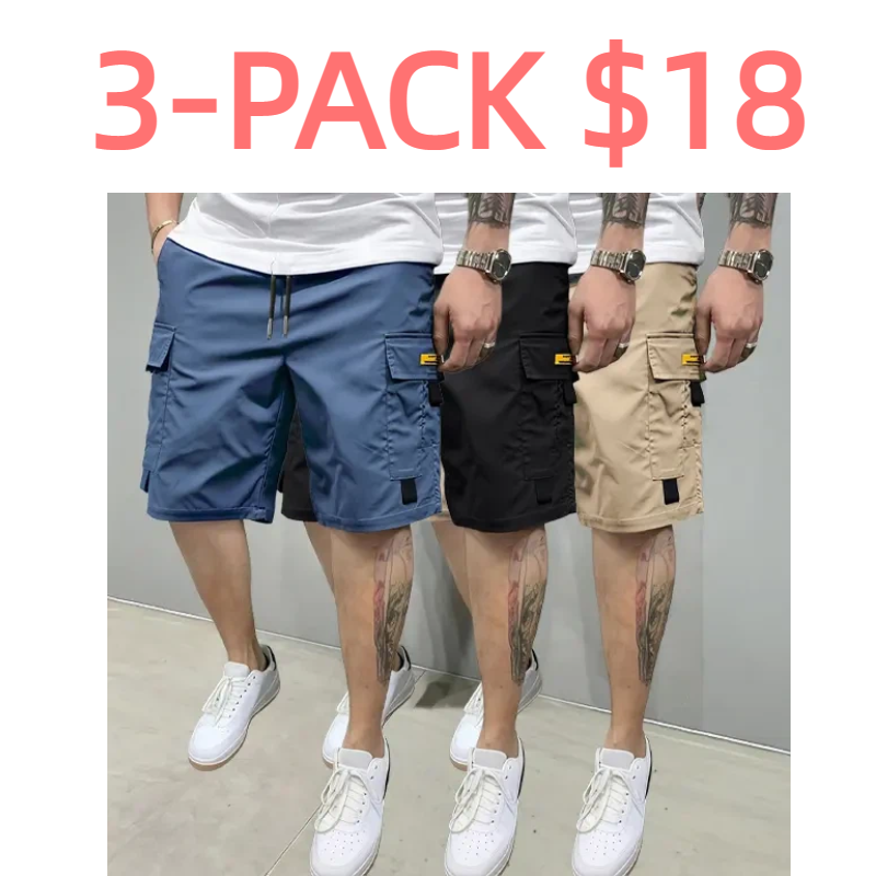 Street Style Three-Piece Set!Men's Multi-Pocket Cargo Shorts