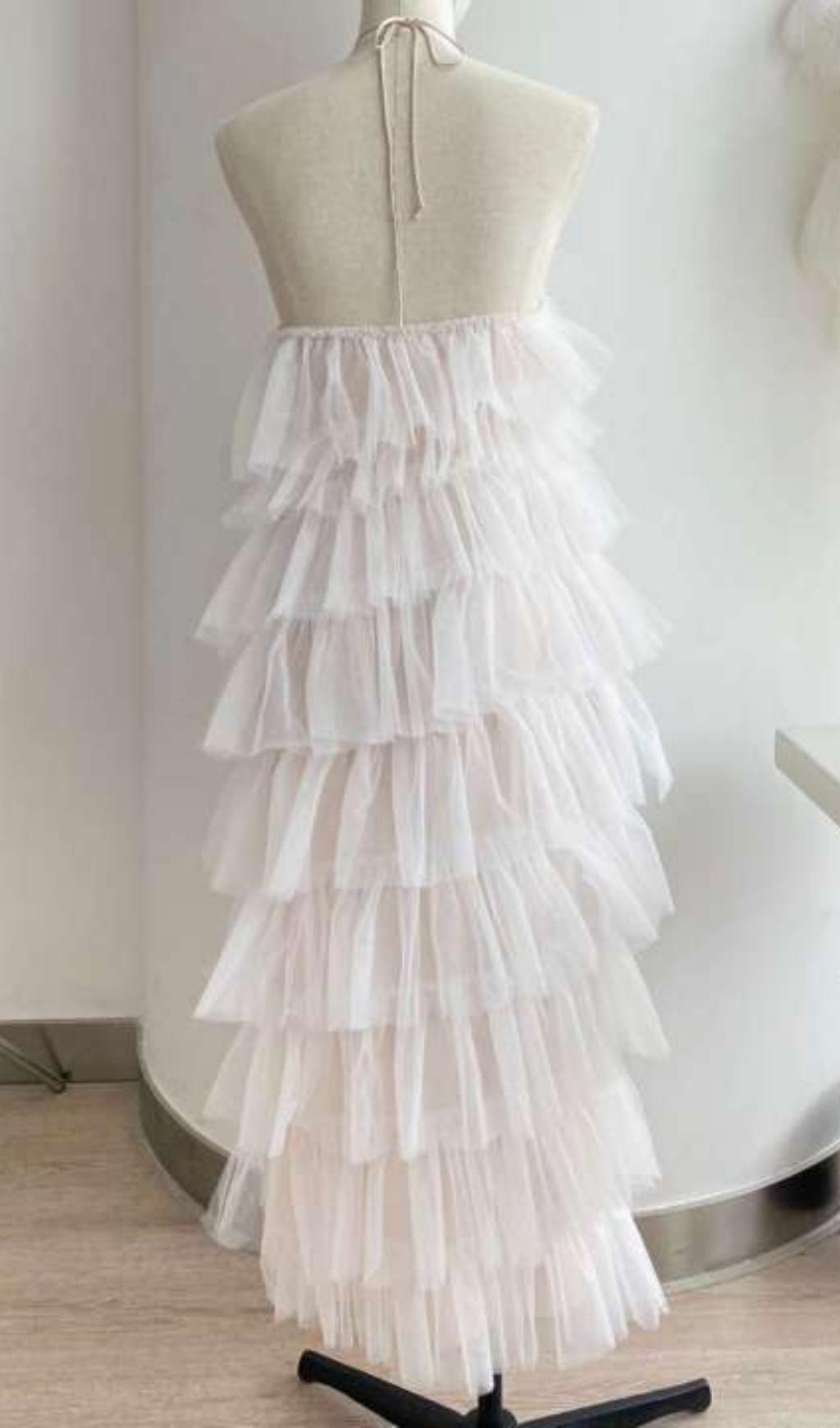 FRINGED  BACKLESS MAXI DRESS