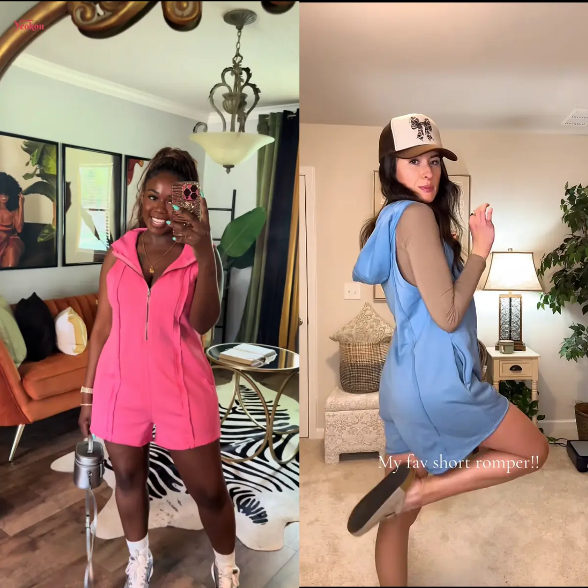 Womens Hooded Romper Sleeveless Athletic Workout Summer Casual Half Zip V Neck Overall Jumpsuits with Pockets