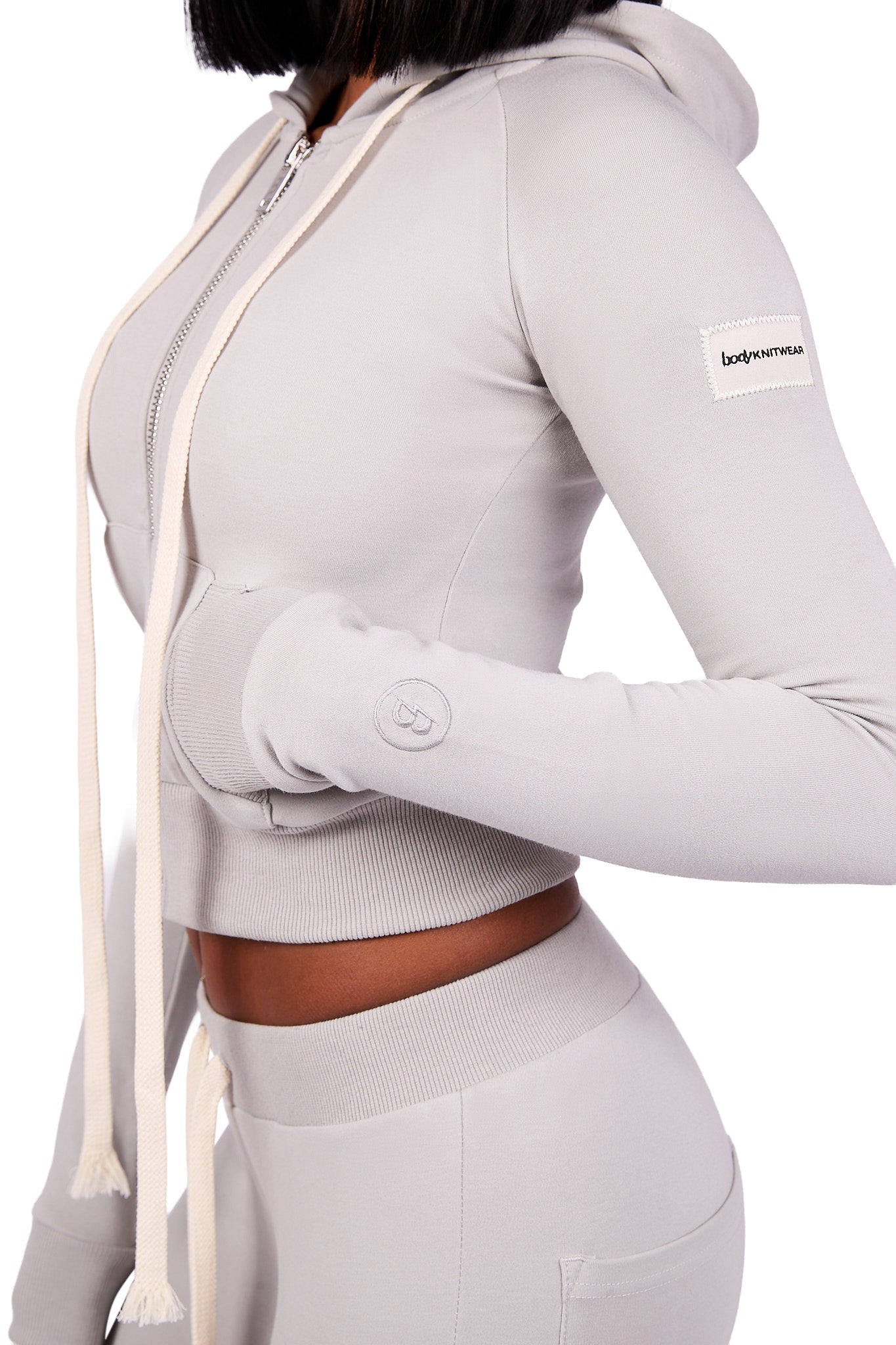 BODY KNITWEAR ZIP HOODIE (SLATE GREY)