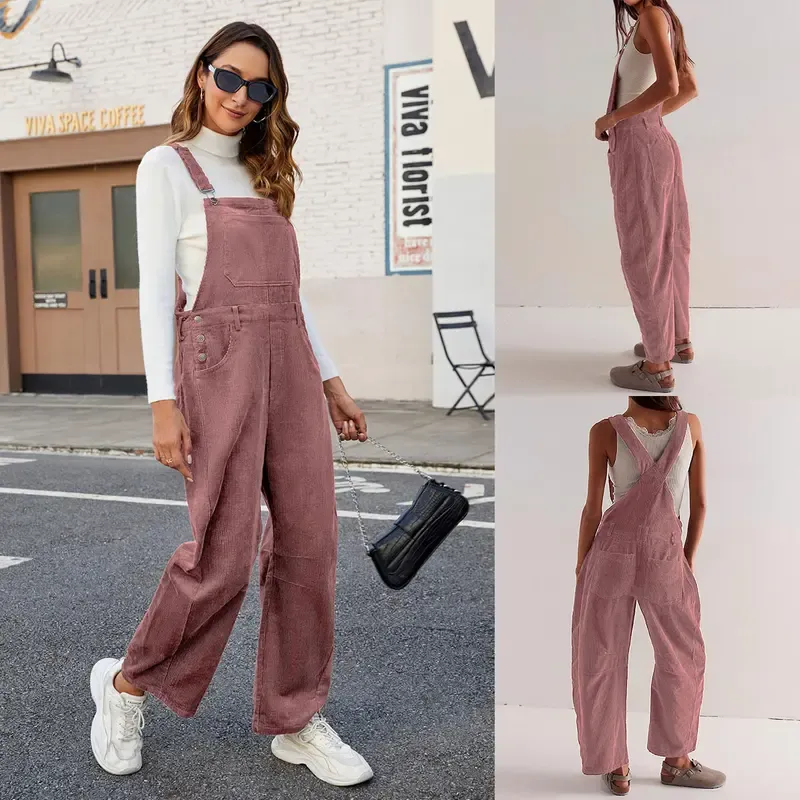 ✨Women's Corduroy Overalls Barrel Wide Leg Bib Pants🔥