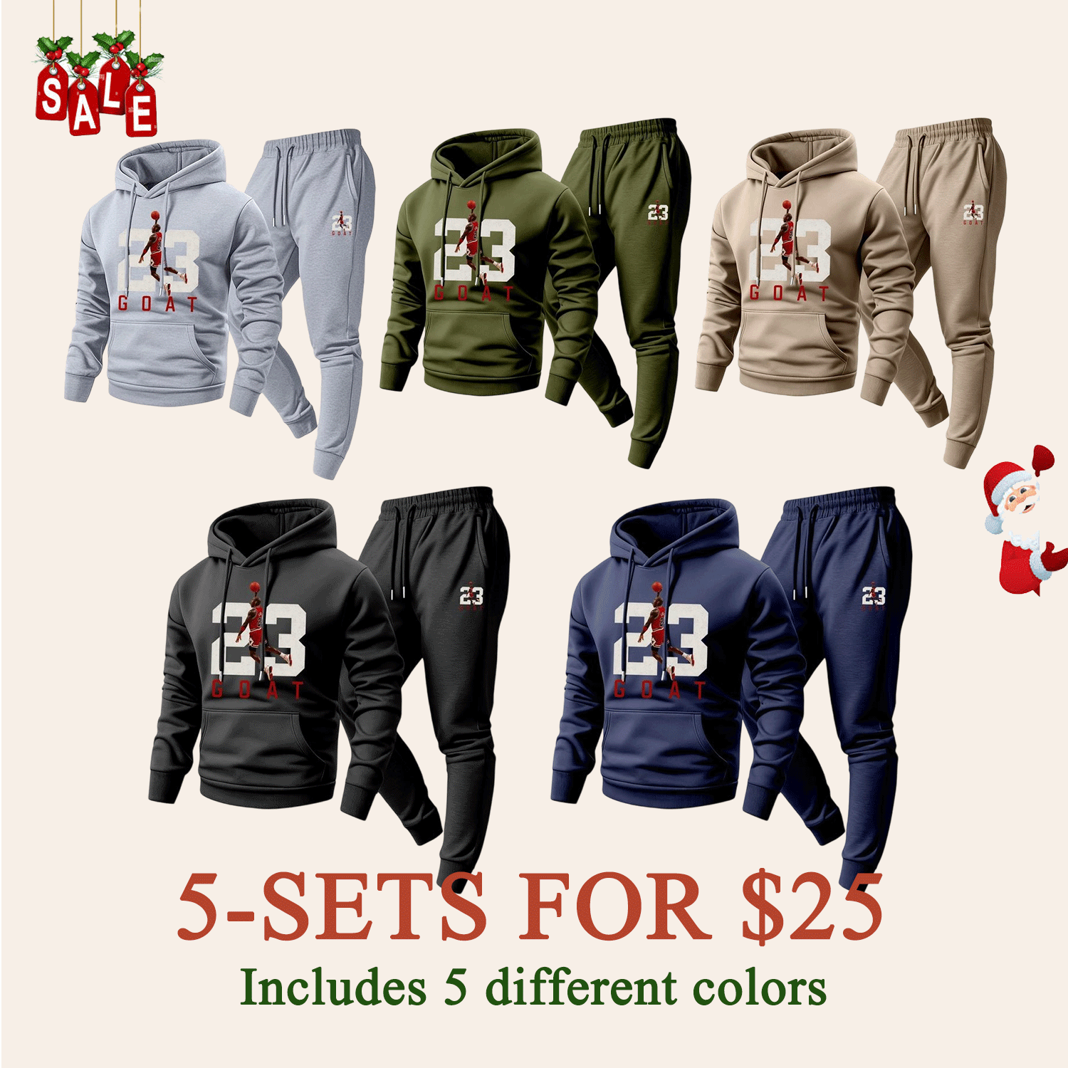 Goat Print Hoodie & Sweatpants Set - Unisex Athletic Lounge Set for Fall & Winter