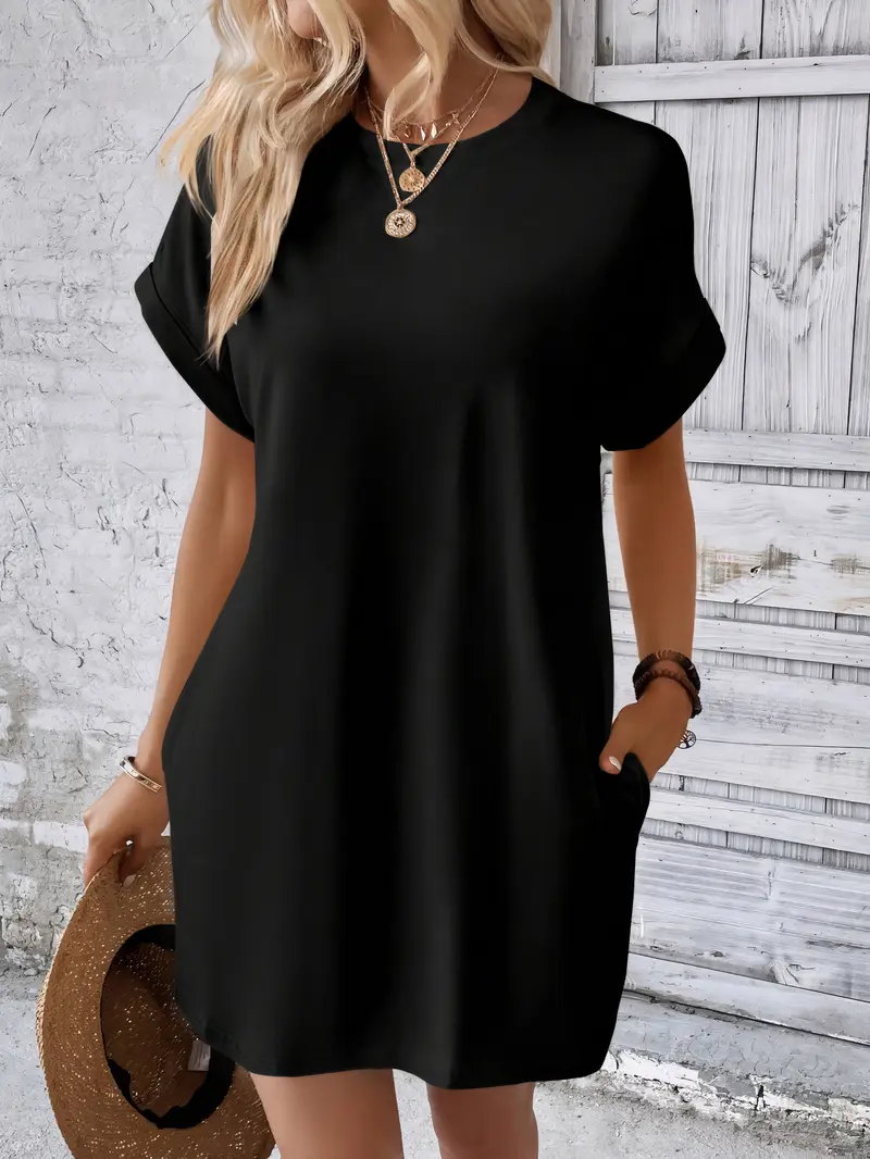 👗 Women’s Relaxed Fit Long‑Sleeve Shirt Dress