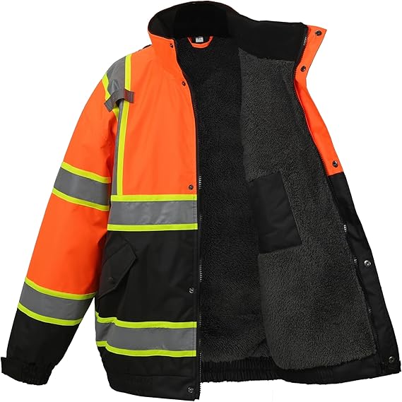 High Visibility Hoodie  Reflective Safety Jacket Zipper