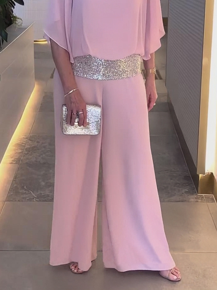 Plus Size Pink Sequin Spinning Tunic Suit 9c42