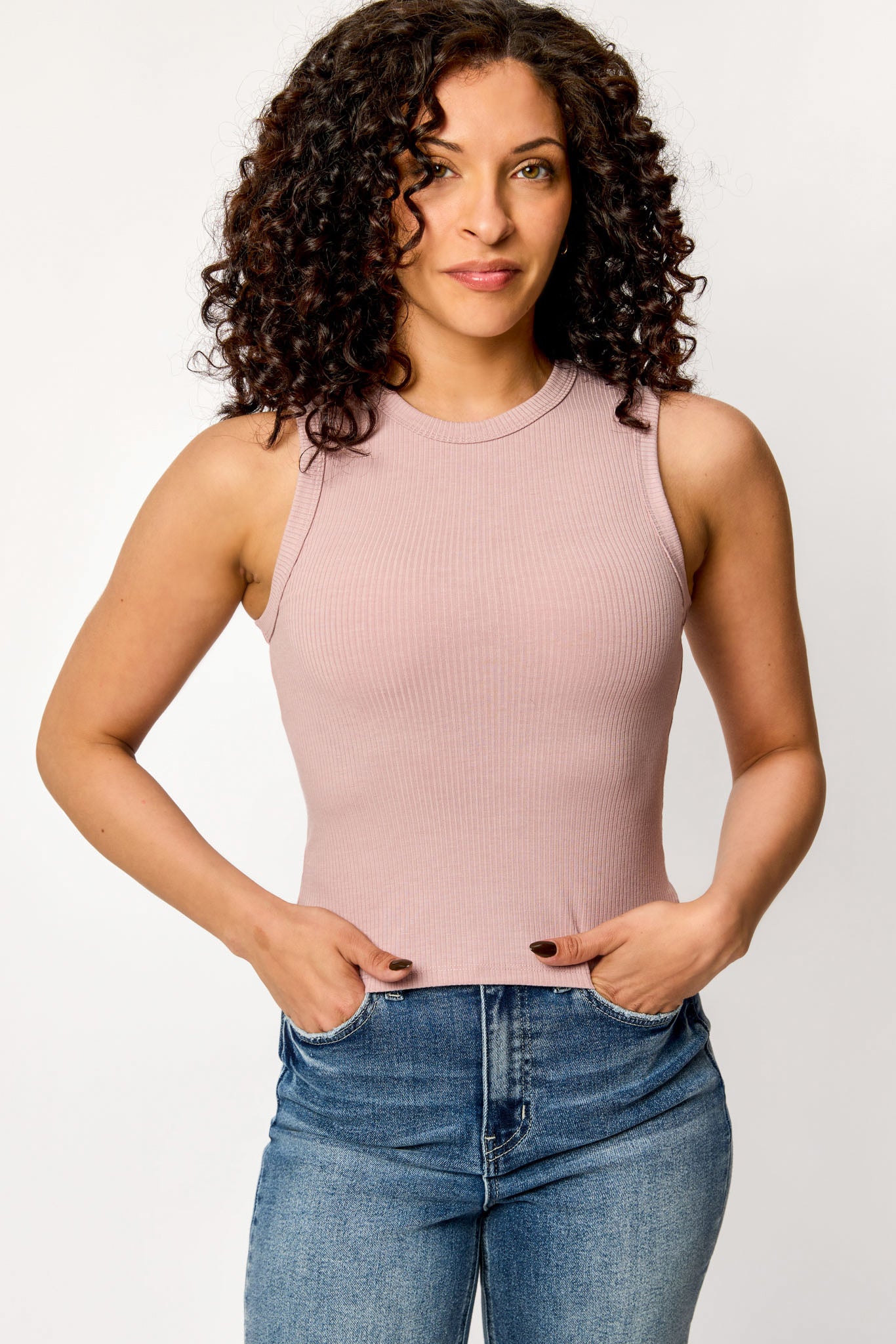 Ribbed Crew-Neck Tank Top