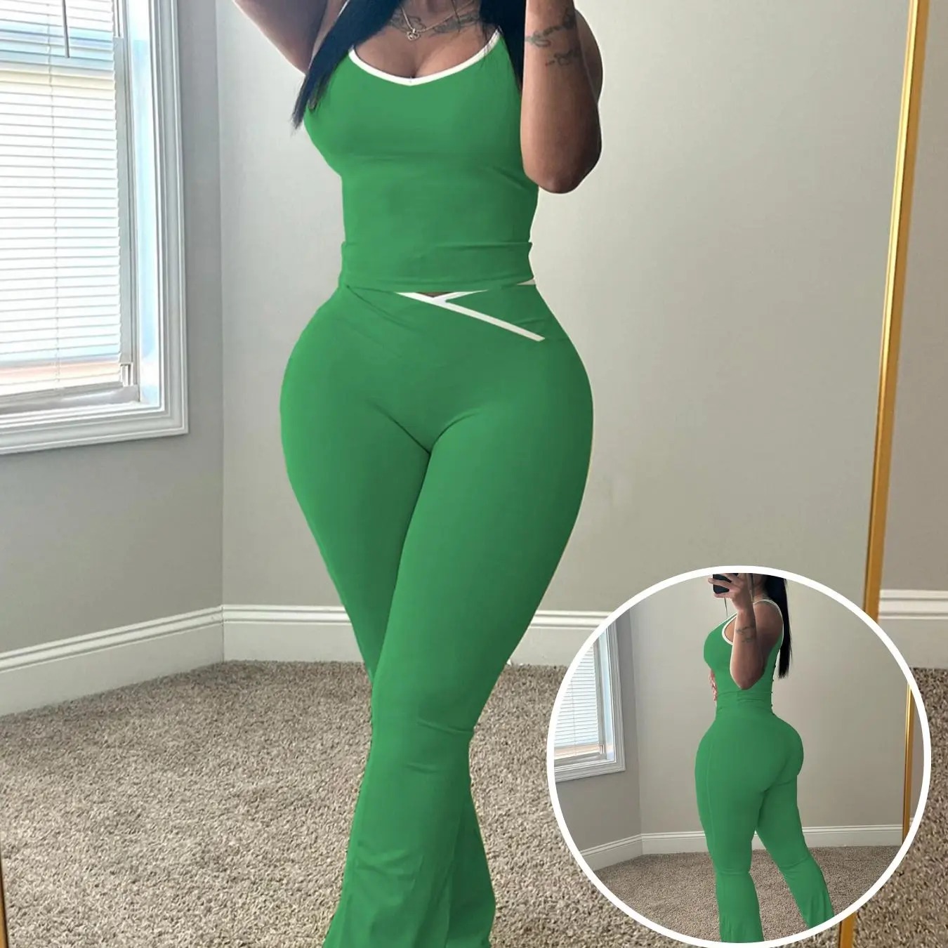 Women’s Colorblock Sleeveless Tank & Flared Pants Set