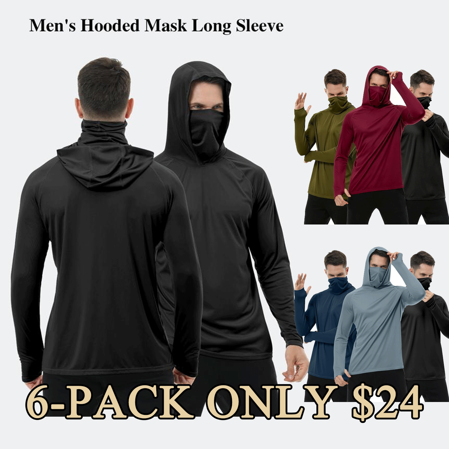 📏📏Men’s UPF 50+ Sun Protection HoodedShirt with Face Mask