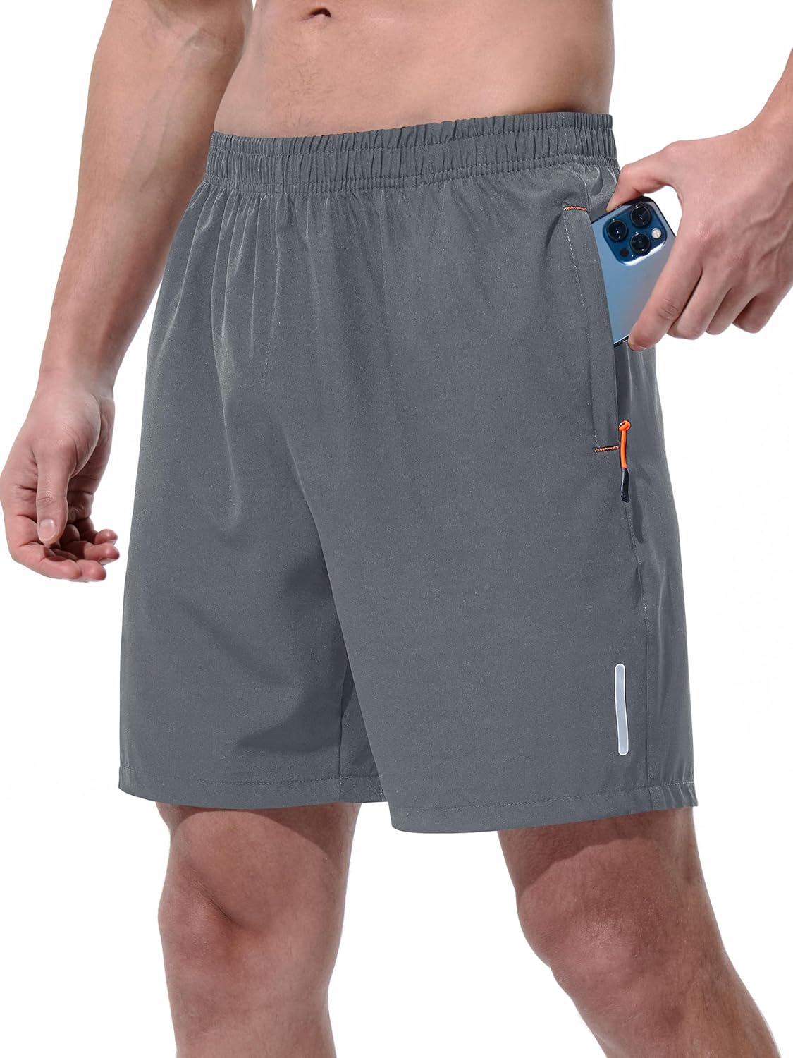 Mens Athletic Shorts Running Shorts Quick Dry Workout Shorts Lightweight Gym Basketball Shorts Zipper Pockets