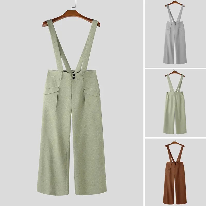 Men’s Vintage High - Waisted Suspender Wide - Leg Palazzo Overalls
