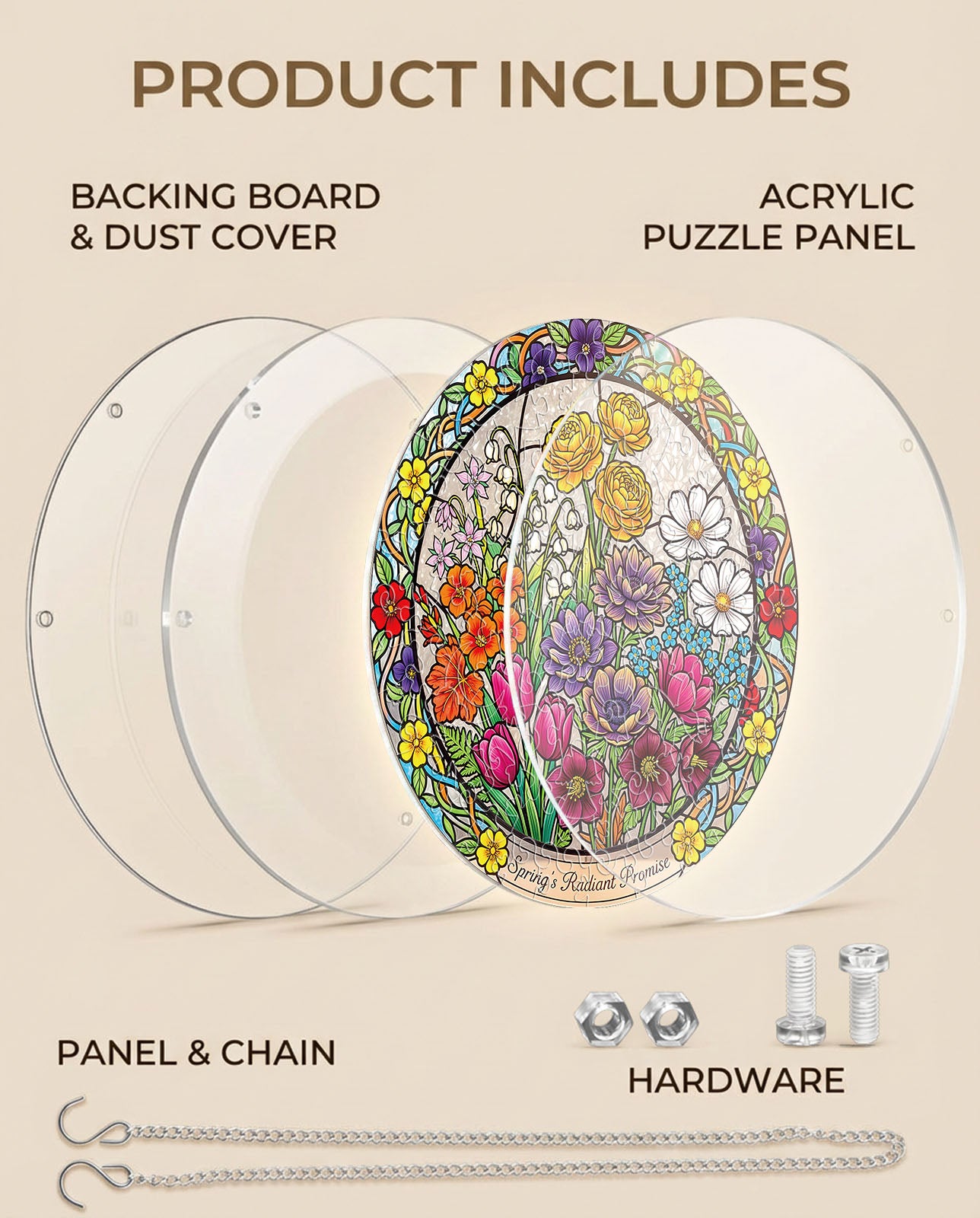 Acrylic Jigsaw Puzzle Suncatcher - Spring Blossoms