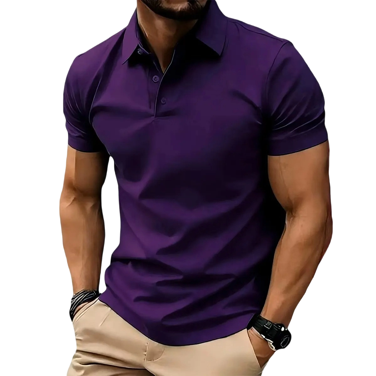 Men's Casual Solid Color Polo Shirt - 100% Polyester 150 GSM, Versatile for Golf, Bowling & Summer Business