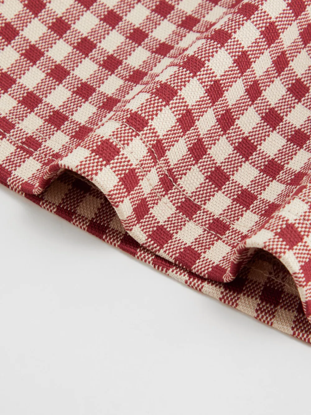 Boat Neck Gingham Bowknot Ruched Long Sleeve Top