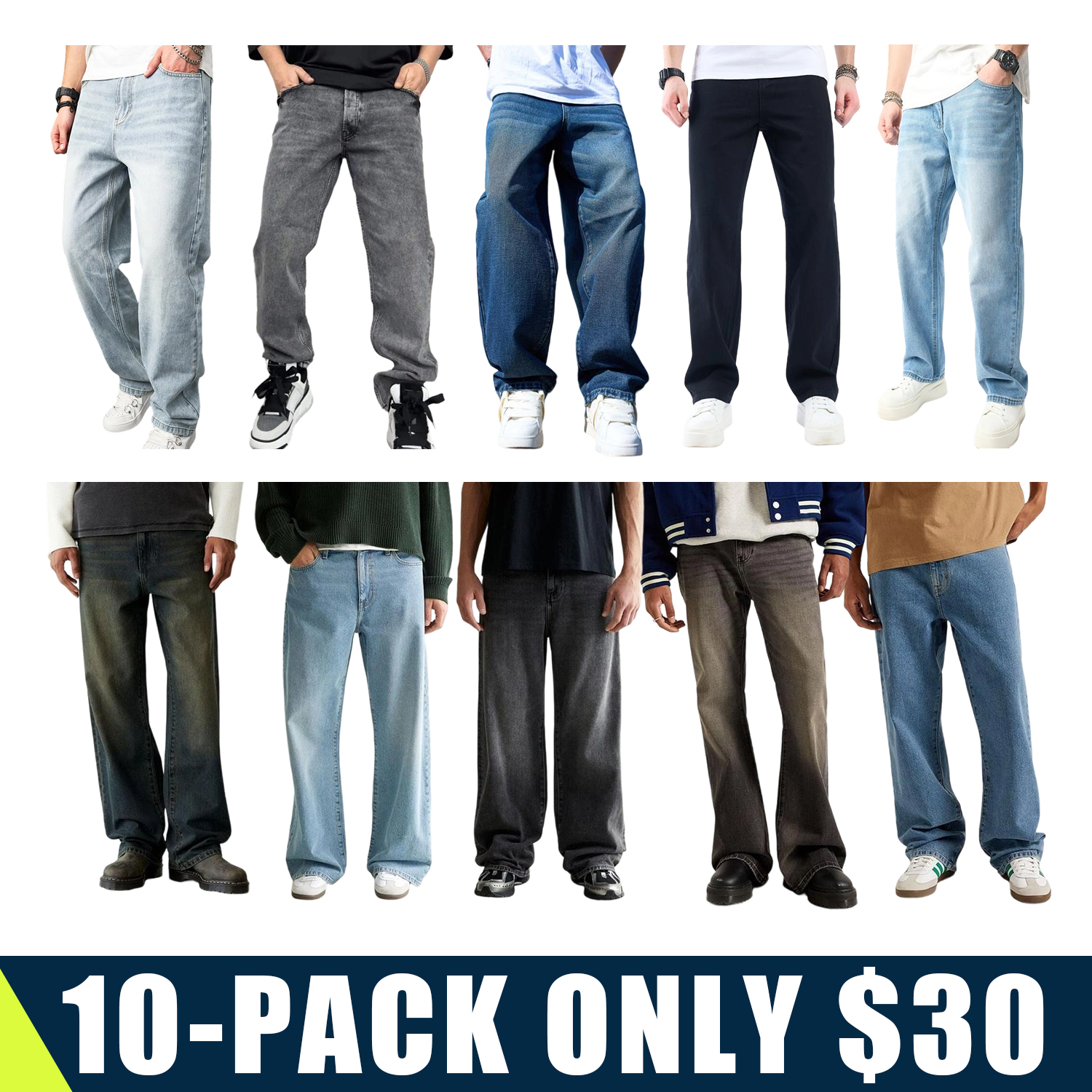 Men’s Loose Fit Cargo Denim Pants — Relaxed Streetwear Style