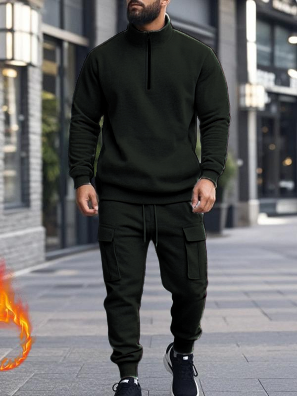 Two-Piece Set – Stand Collar Zip-Up Jacket & Cargo Jogger Pants