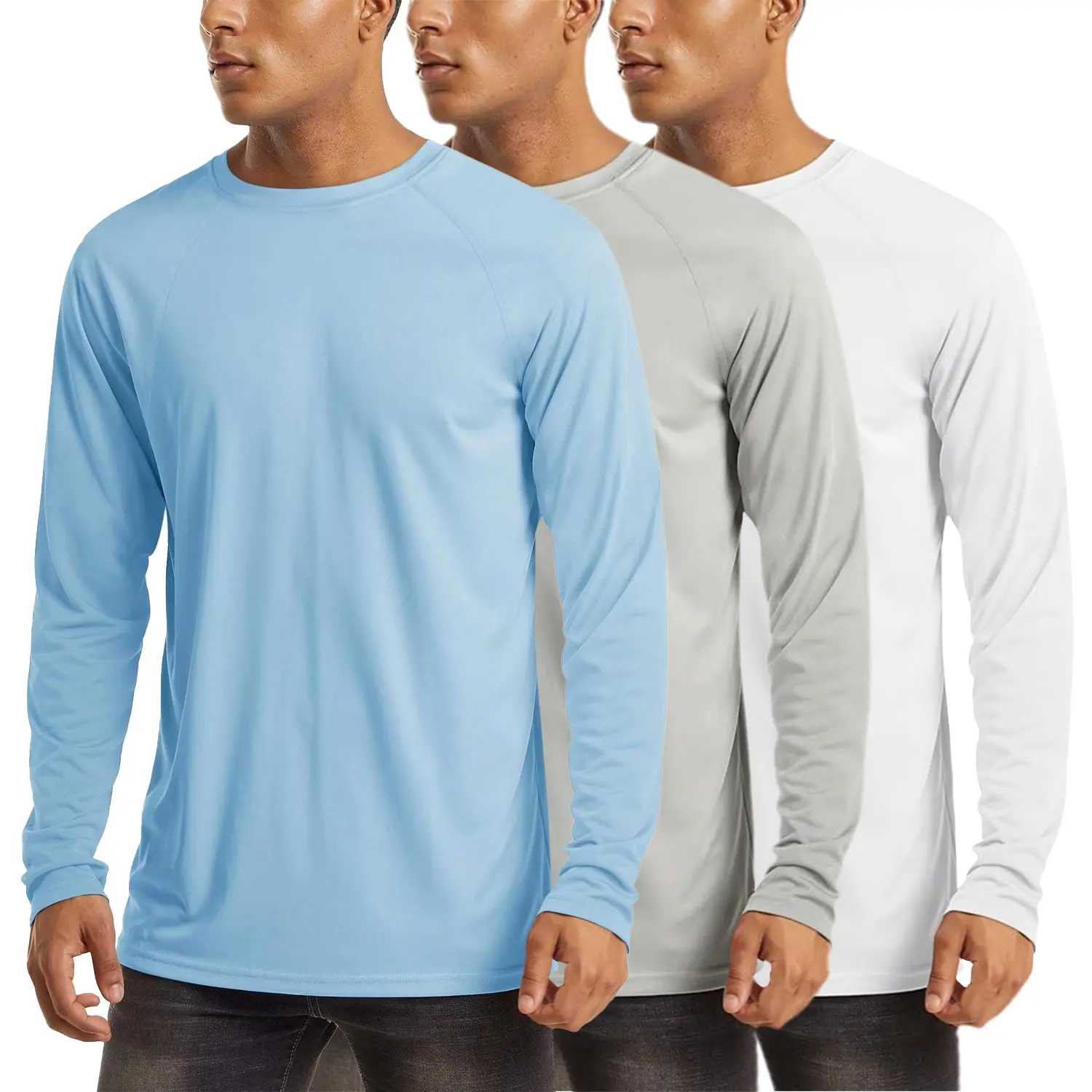 Men's UPF 50+ Long Sleeves Shirts Quick Dry Lightweight Summer Sportswear Tops
