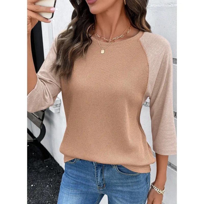 Womens Tops Spring Summer 3/4 Length Sleeve Fashion T Shirts