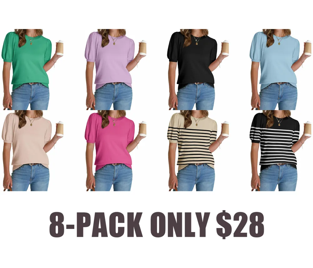 Women's Puff Sleeve Sweater – Trendy Spring/Summer Work Top