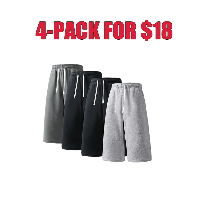Men’s 3/4 Length Athletic Sweatpants – Loose Fit Drawstring Shorts (4-Pack /8Pack Value Set)