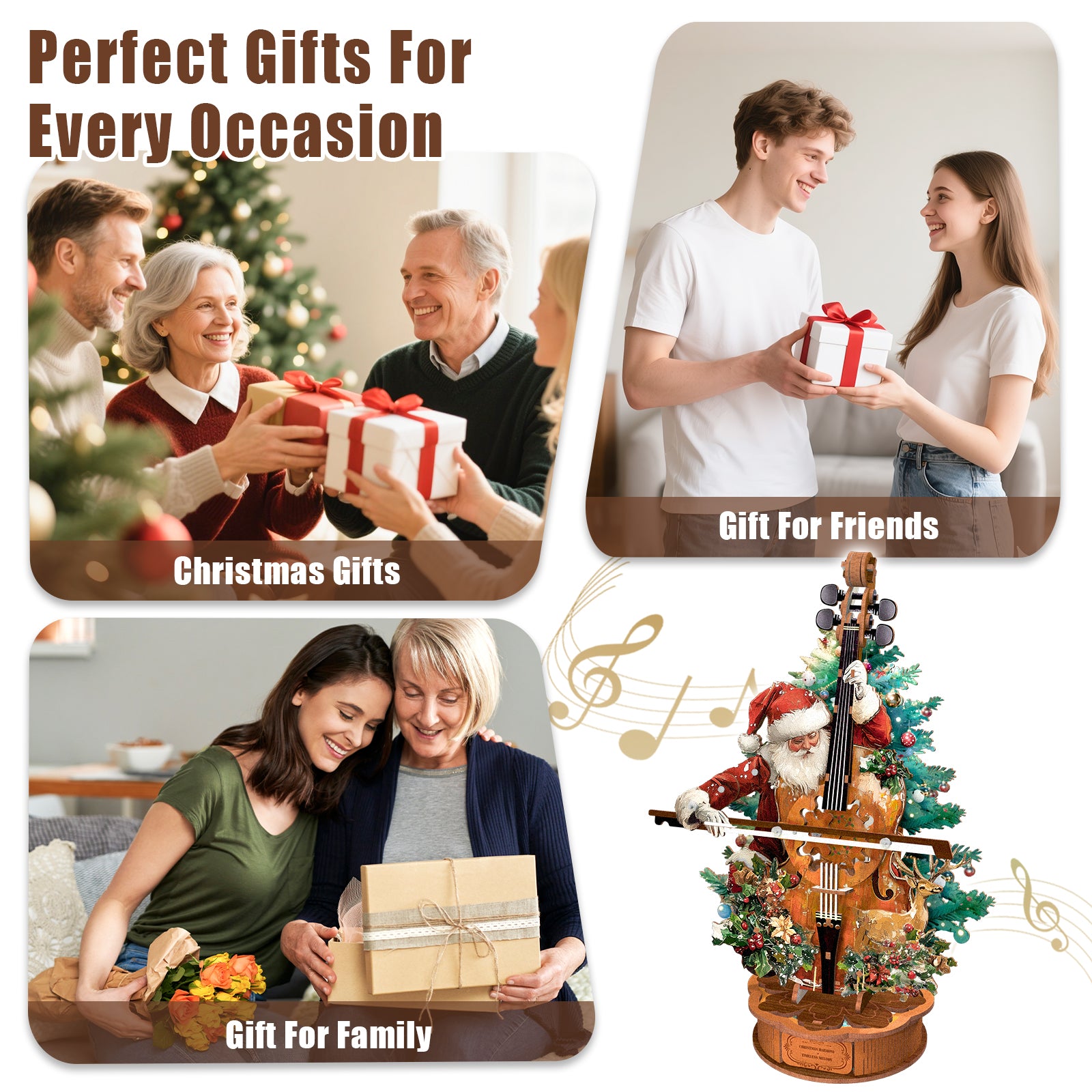 Christmas Concerto Cello – DIY Wooden Music Box, 3D Puzzle Craft Kit