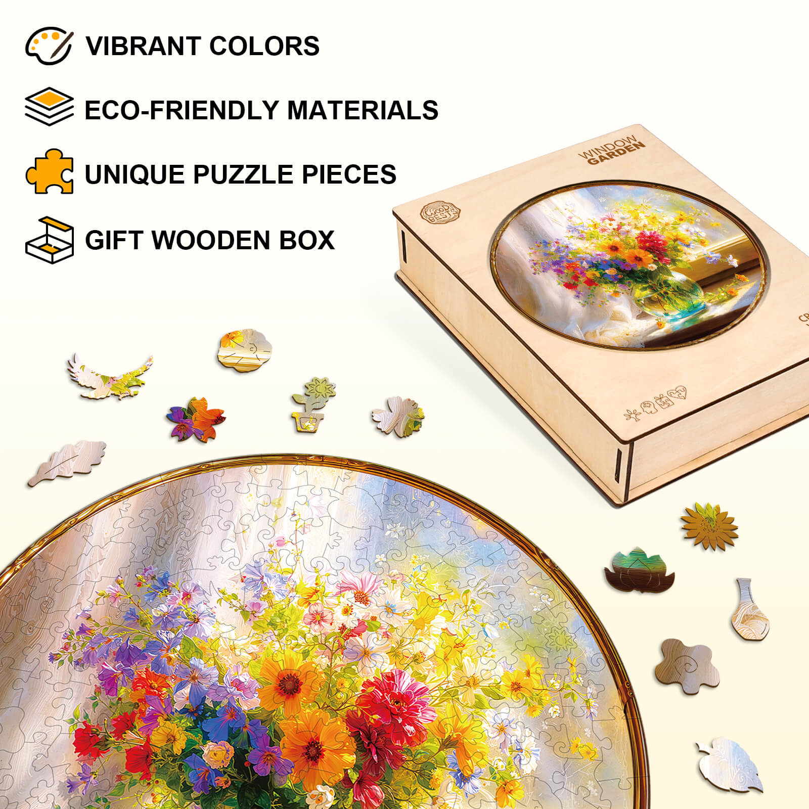 Window Garden Wooden Jigsaw Puzzle