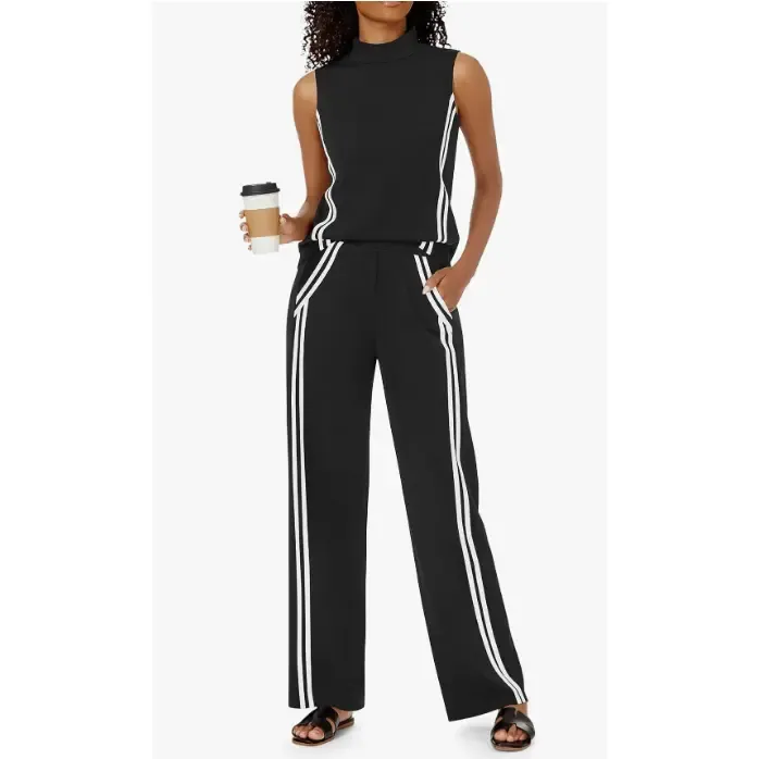 Women’s Mock Neck Tank & Wide Leg Pants Set