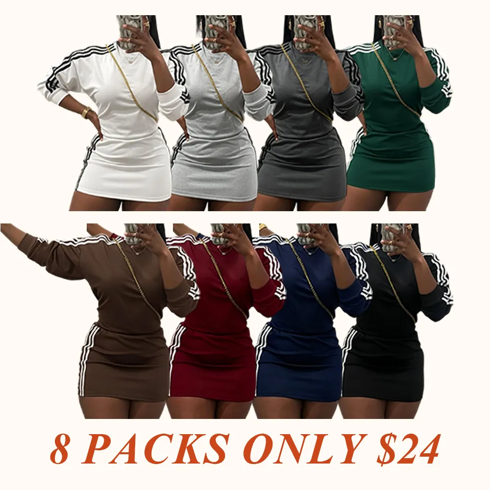 Women's Sporty Fitted Short Dress Set, Sportswear Set, Long Sleeve Slim Fit Casual Two-Piece