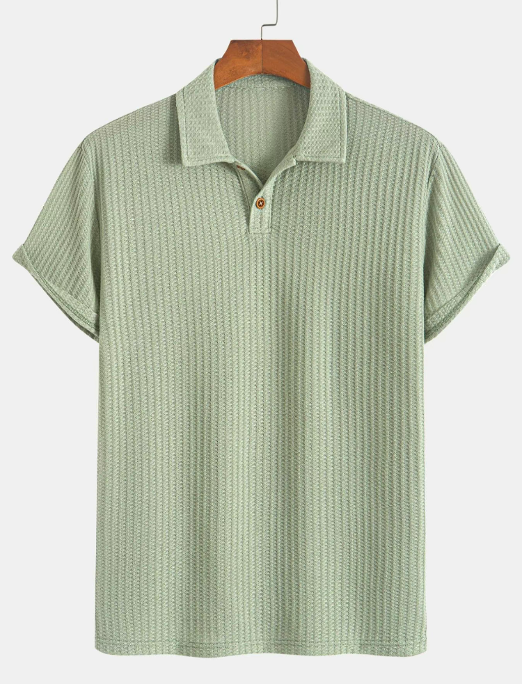 Men's Jacquard Knit Polo Shirt – Breathable, Stylish & Perfect for Summer