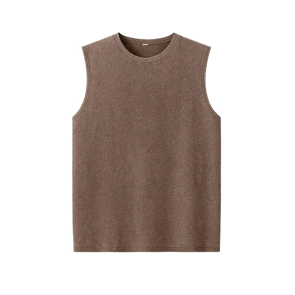 Men's Oversized Sleeveless Vest - Vintage Heavy Cotton Washed Loose Fit Athletic Tee