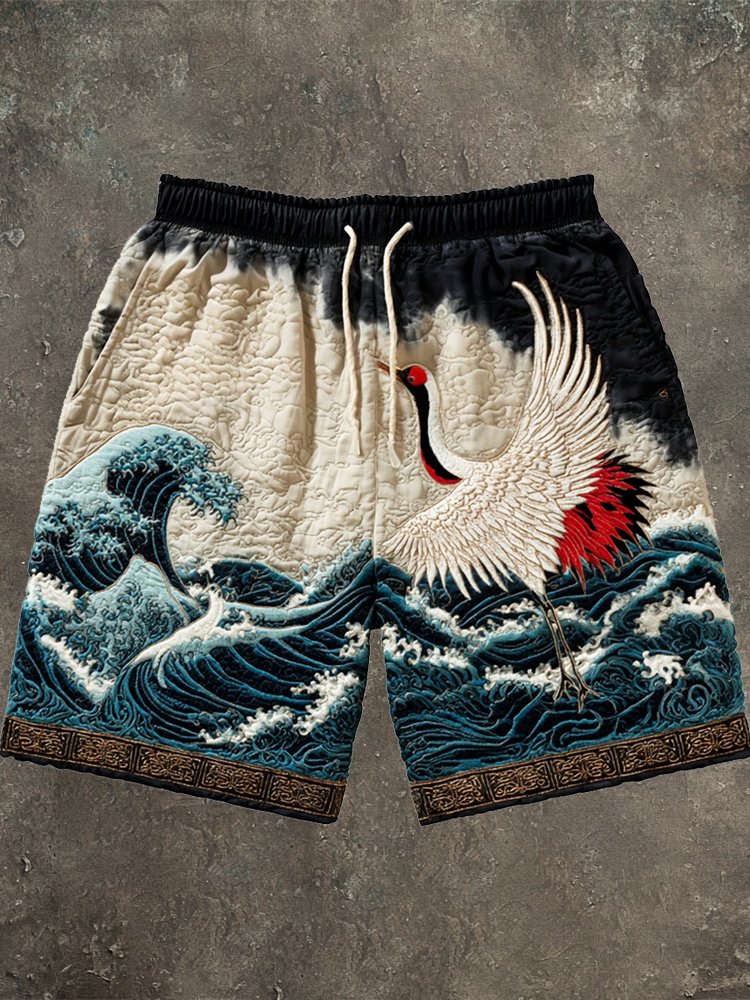 Japanese Ocean & Crane Gradient Men's Mini Short