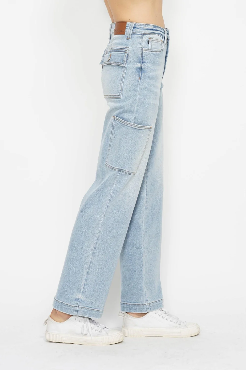 Blue Full Size High Waist Straight Cargo Jeans