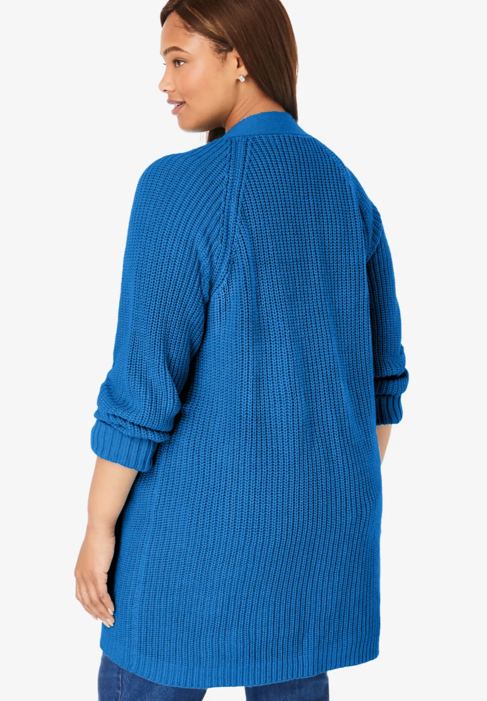 Button-Front Shaker Cardigan