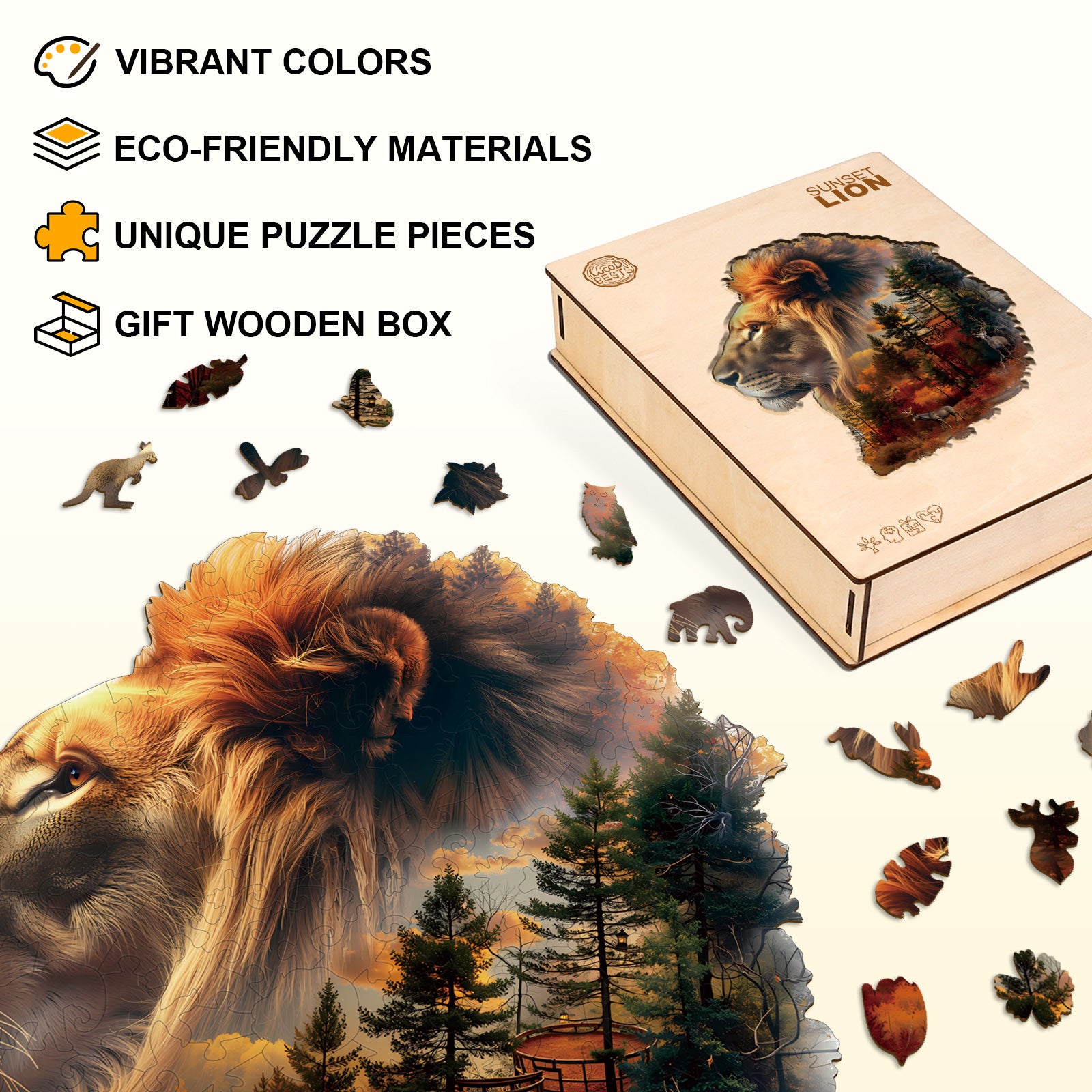 Sunset Lion Wooden Jigsaw Puzzle