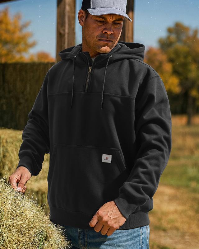 Men’s Water-Resistant Heavyweight Fleece Quarter-Zip Hoodie for Winter Work