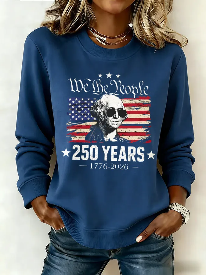 Ladies' Leisure 250th Anniversary National Day Celebration Round Neck Hoodie