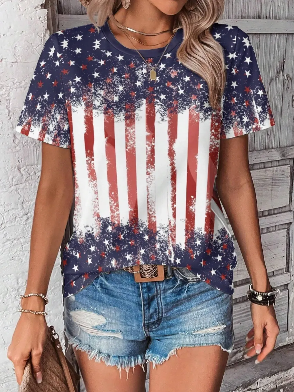 Casual 3D Printing Crew Neck Short Sleeve T-shirt