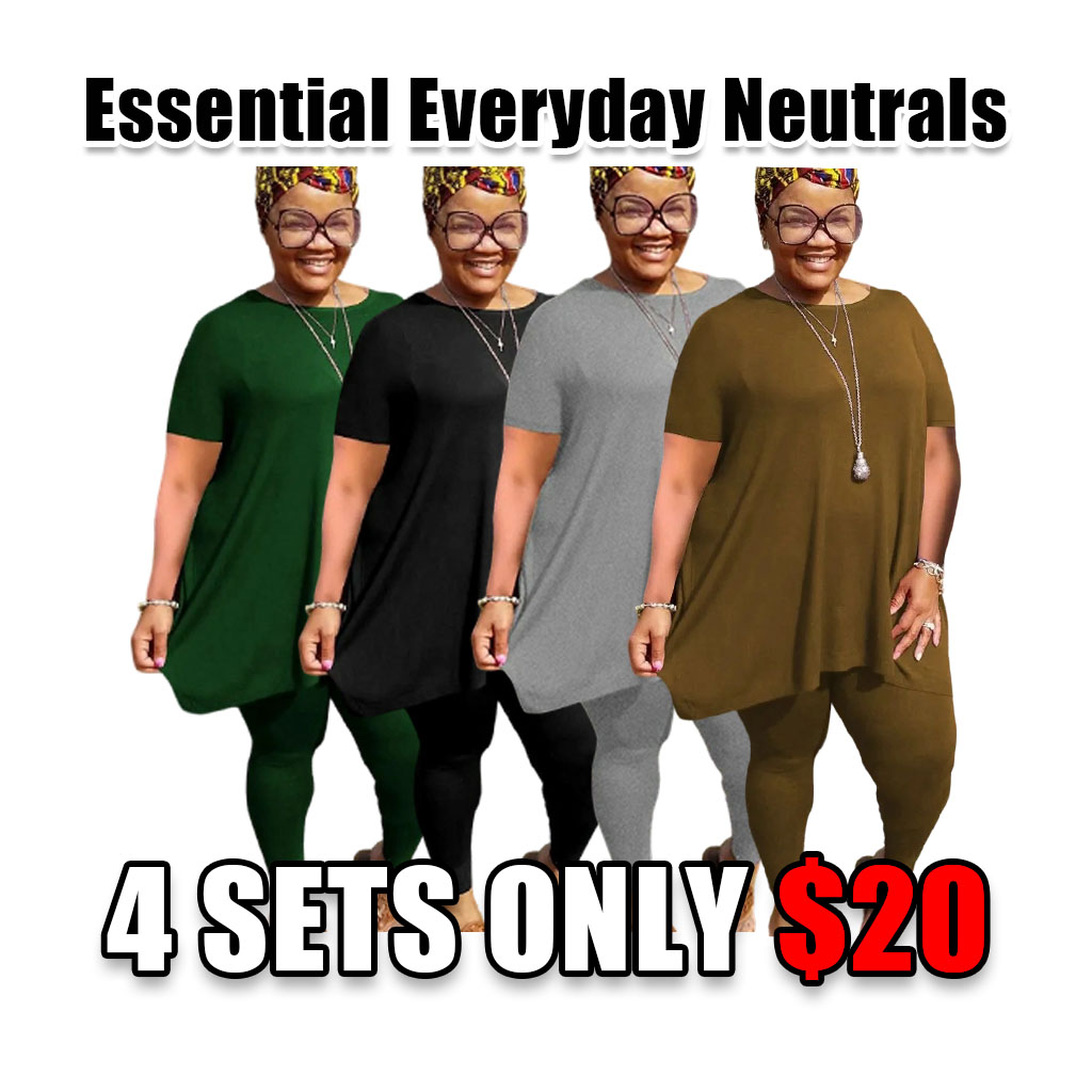 Women Plus Size 2 Piece Outfits Short Sleeve Top and Legging Pant Set Lounge Sets Tracksuit