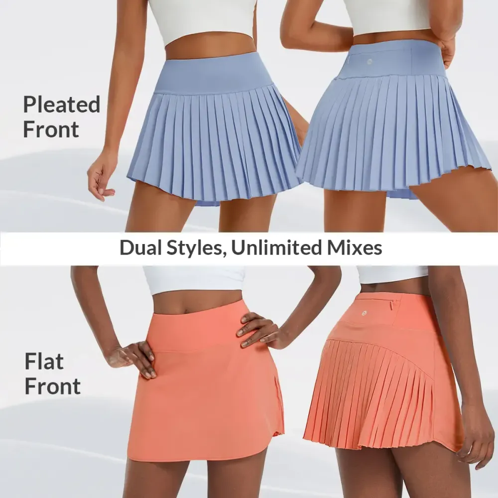 Women's Pleated Tennis Skirts Flowy High Waisted Lightweight Athletic Golf Outfits Skorts Skirts with Shorts