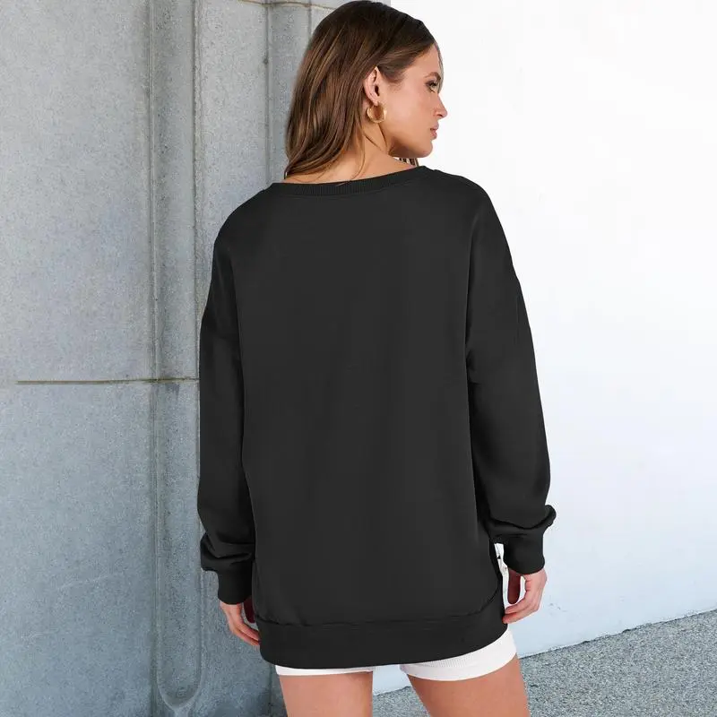 Womens Oversized Sweatshirt V Neck Long Sleeve